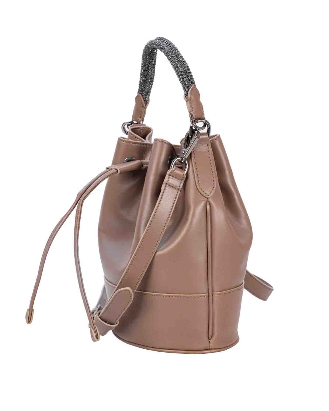 shop BRUNELLO CUCINELLI  Borsa: Brunello Cucinelli borsa bucket in vitello con Precious Braided Hanlde.
Chiusura con coulisse.
Tracolla regolabile e removibile.
Manico.
Fodera in pelle.
1 slot per carte e biglietti da visita.
Decorazione in monile Nickel-free.
La borsa misura circa 17 cm in lunghezza, 12 cm in larghezza e 22,5 cm in altezza.
Composizione: 100% vera pelle.
Made in Italy.. MBHED2580-C8772 number 3184012